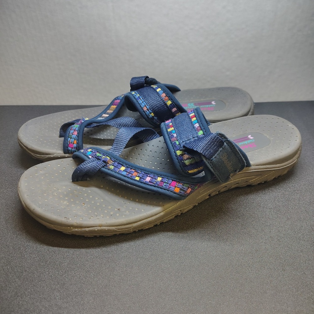 Skechers Outdoor Lifestyle Womens Navy Blue Multi Reggae Sport Sandals Size 10